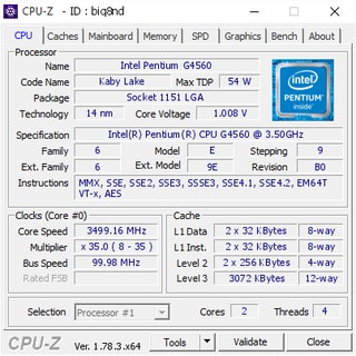 CPU Intel Pentium G4560 3.5Ghz