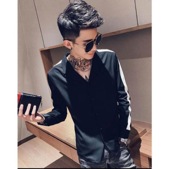 Áo sơ mi, Áo Sơ Mi Nam phong cách hàn quốc, phối màu đơn giản mà lại ko hế kém sang, cổ chữ V mã hàng H18