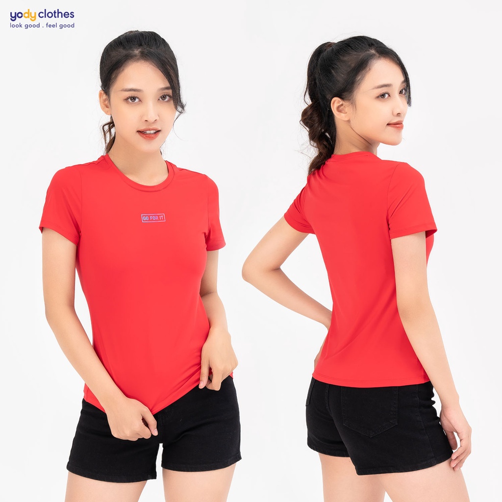 Áo thun tshirt nữ YODY kiểu thể thao co giãn giữ phom hiệu quả nhanh khô STN5008