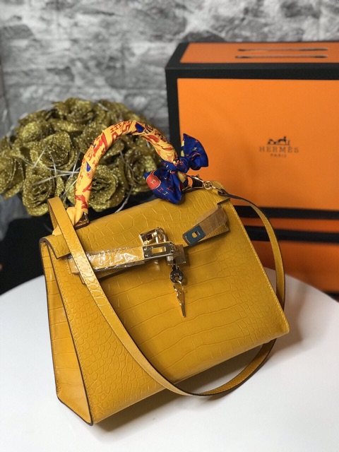 Túi H*M da bò dập vân cá sấu hàng cao cấp