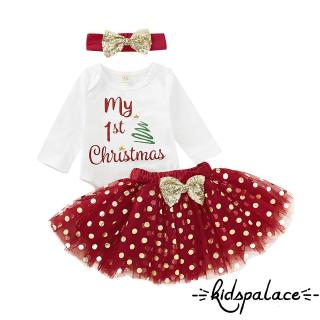 ➤♕❀❤My 1st Christmas Baby Girl Kids Long Sleeve Romper Jumpsuit Skirt Party Outfits Xmas Costume
