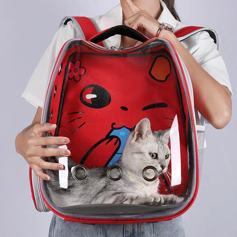 Balo phi hành gia/ Túi vận chuyển hình tai mèo cute trong suốt có thể quan sát được bên ngoài dành cho chó mèo