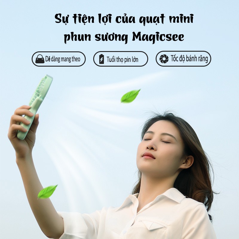 Quạt mini phun sương cầm tay Magicsee kháng khuẩn tích điện hơi nước ẩm 2200mAh