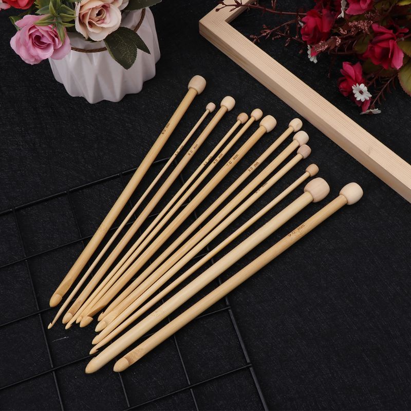 Bộ 12 Móc Đan Len Thủ Công Bằng Tre 9.8in