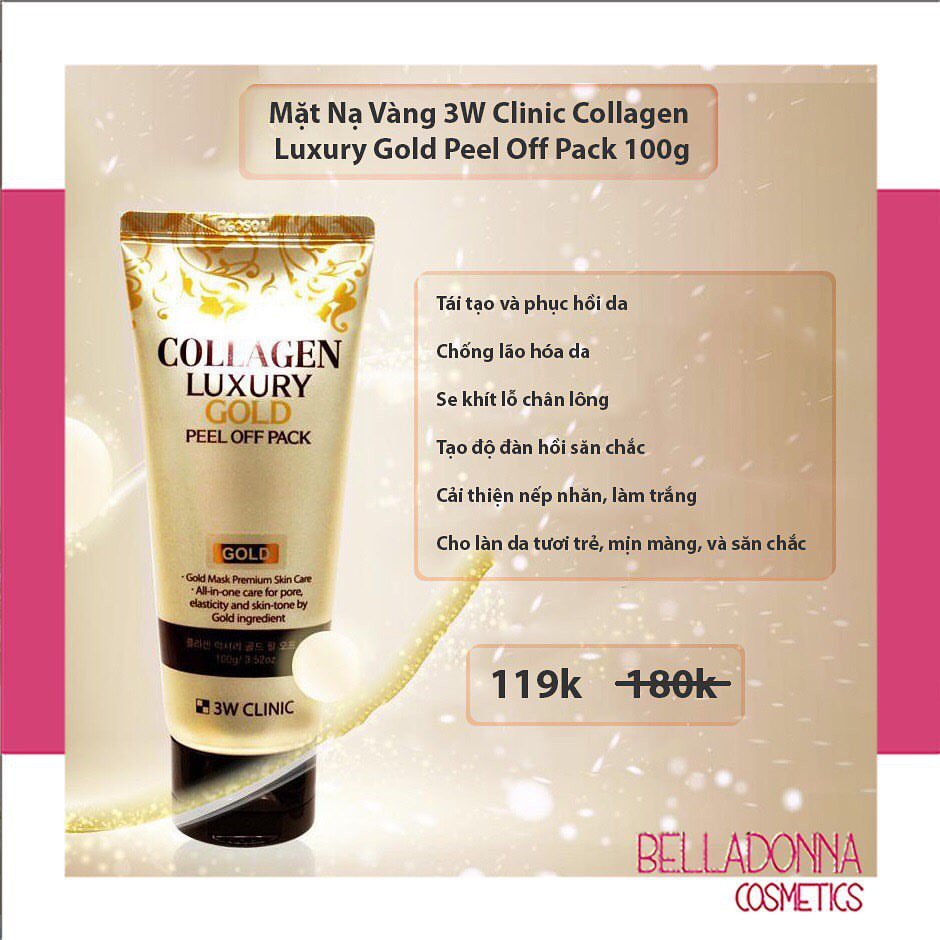 Mặt Nạ Lột Collagen Và Tinh Chất Vàng 24K 3W CLinic Collagen &amp; Luxury Gold Peel Off Pack 100g