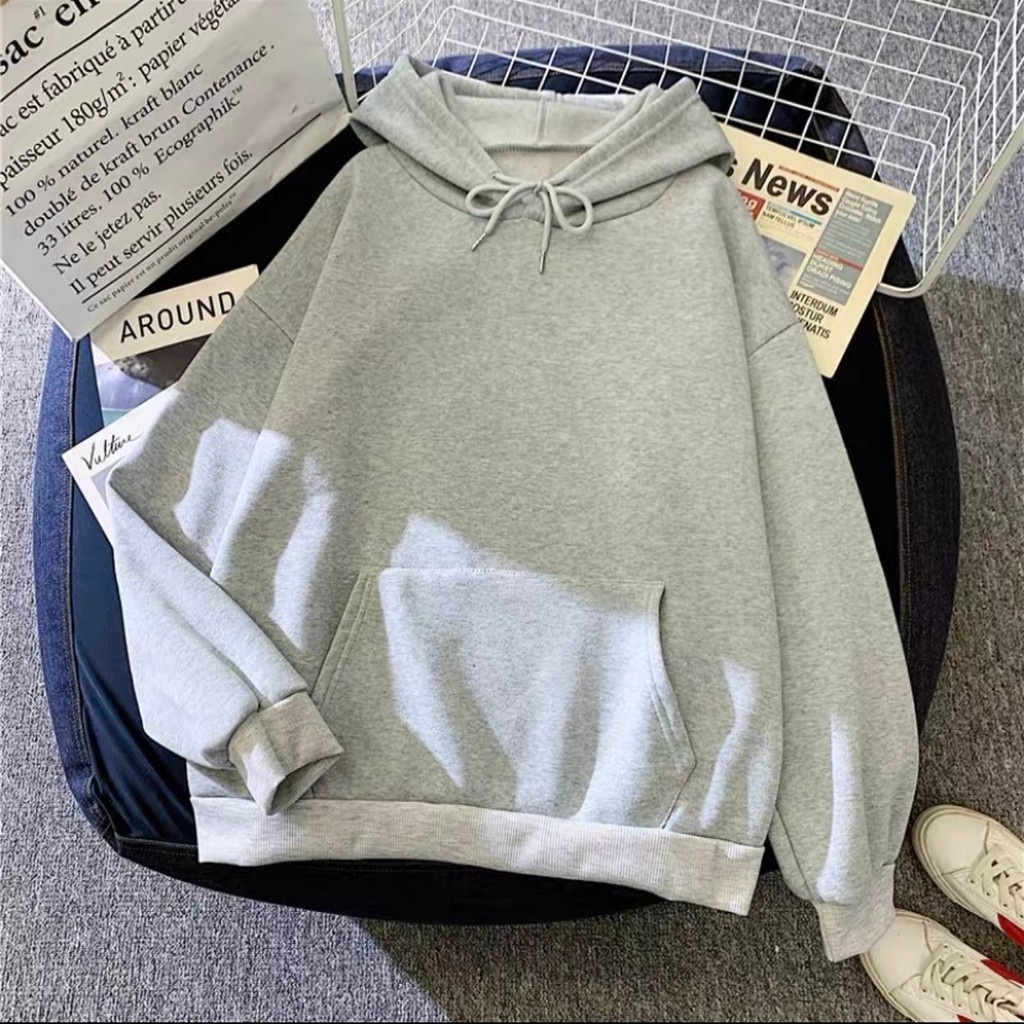 Áo hoodie dài tay có mũ nỉ trơn unisex nam nữ có 2 túi trước nhiều màu mặc mùa đông ấm ấp