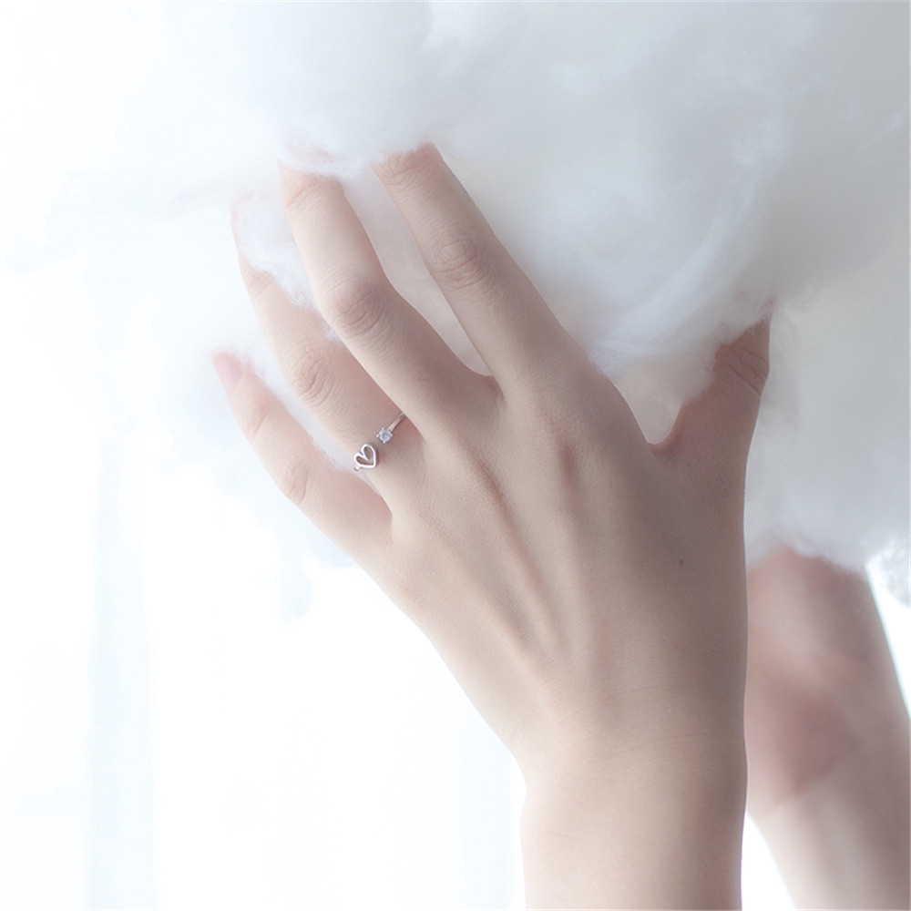 Nhẫn Hở Hình Trái Tim Đính Đá Thời Trang Cho Nữ