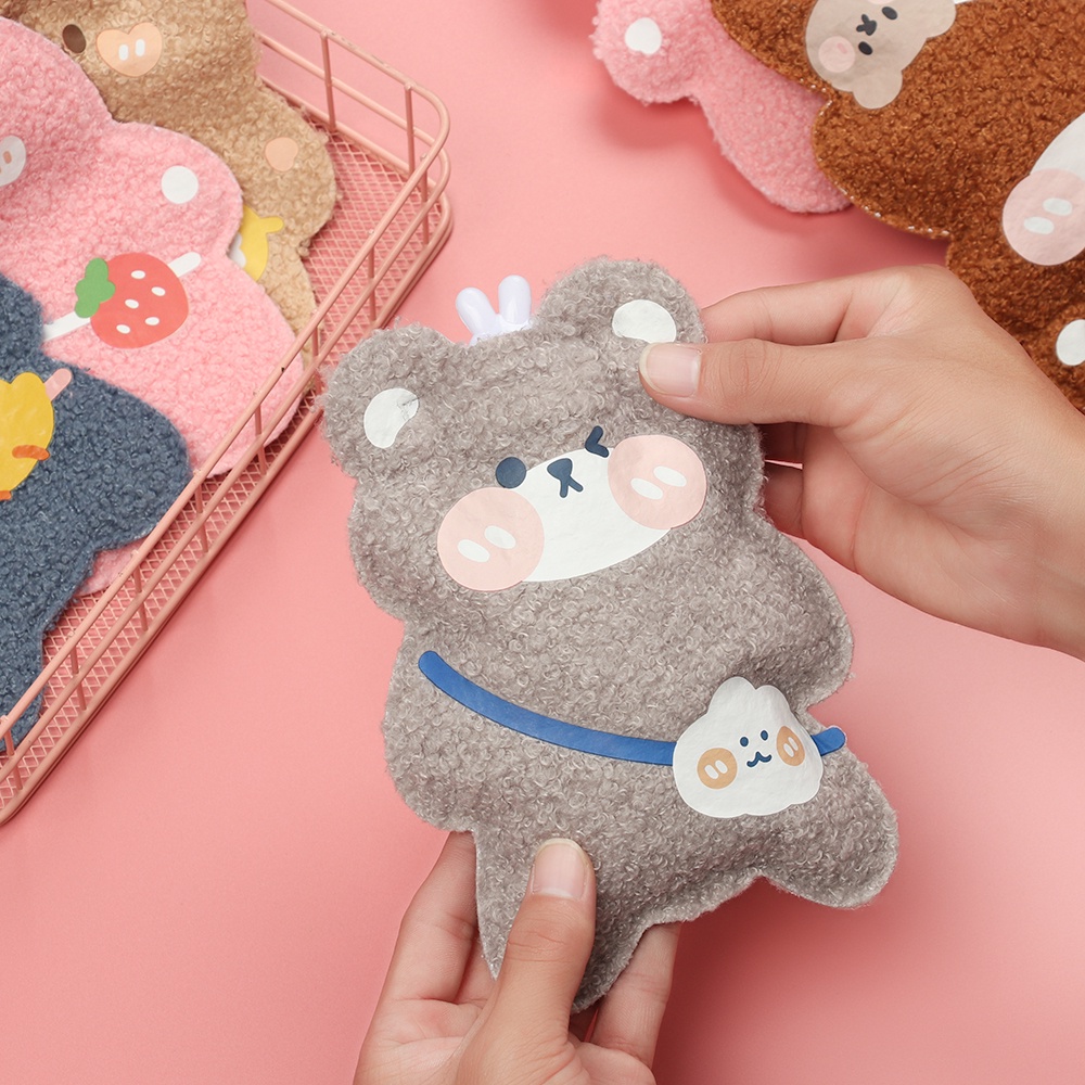 Túi Chườm Nóng Lạnh Hình Gấu Lót Lông Cừu Mềm Mại