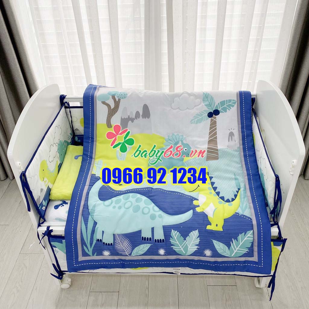 Set quây cũi vải 7 món chính hãng Umoo thoáng mát, 100% vải cotton thoáng mát