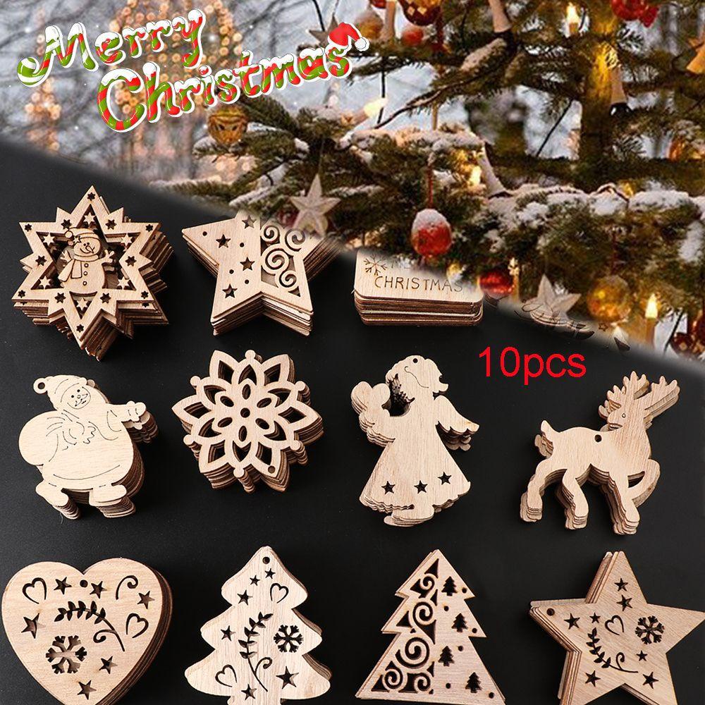 Set 10 Mặt Gỗ Treo Trang Trí Giáng Sinh