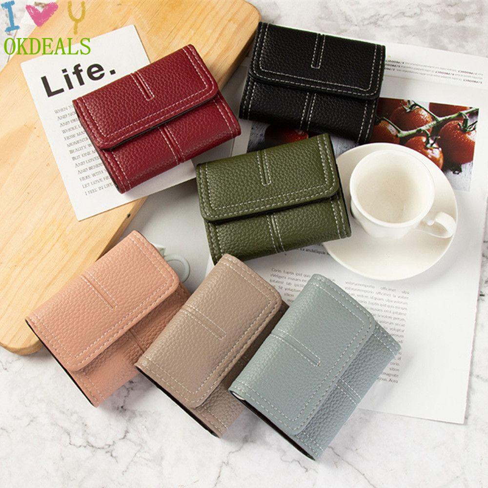 Ví da PU mini đựng thẻ / tiền xu màu trơn nhiều màu sang trọng cho nữ