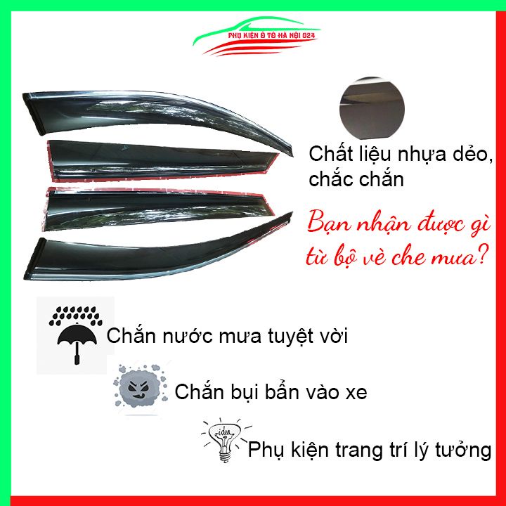 Vè che mưa cho xe ô tô Santafe 2012-2018 chỉ mạ