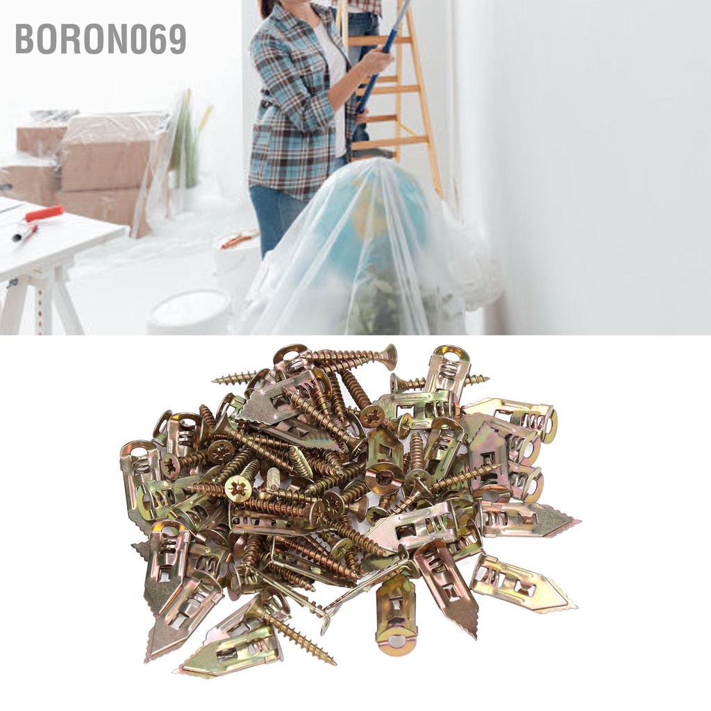 Boron069 40Pack Tự khoan Neo Vít Đặt Vách thạch cao Kim loại Loại Knock cho Khung ảnh Trang trí Nhà cửa