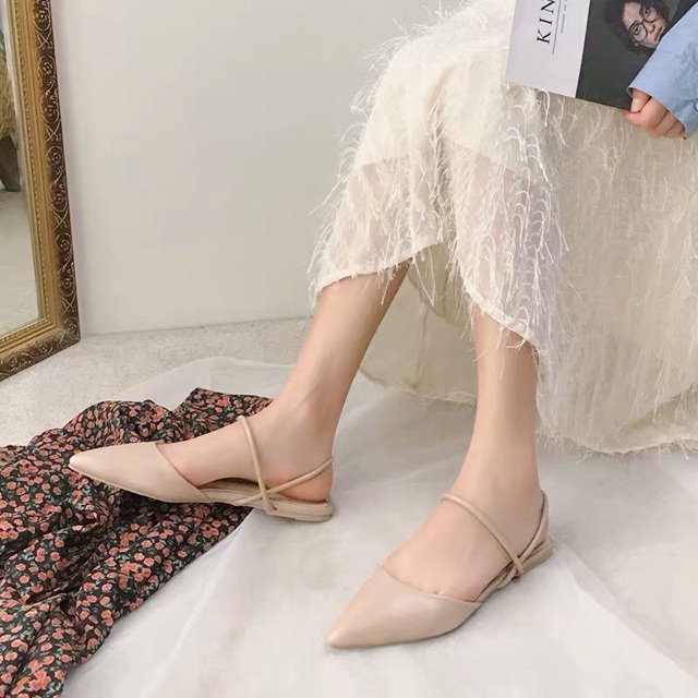 (Order-1037) Giày nữ mũi nhọn đế bệt, giày nữ quai vòng, quai gót, giày nữ mũi nhọn hai quai ( video + ảnh thật) | BigBuy360 - bigbuy360.vn