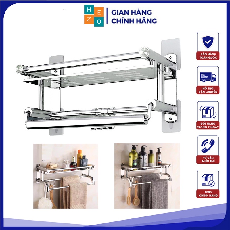 Giá treo khăn 2 tầng chất liệu inox 304 siêu đẹp, giúp nhà tắm gọn gàng hơn