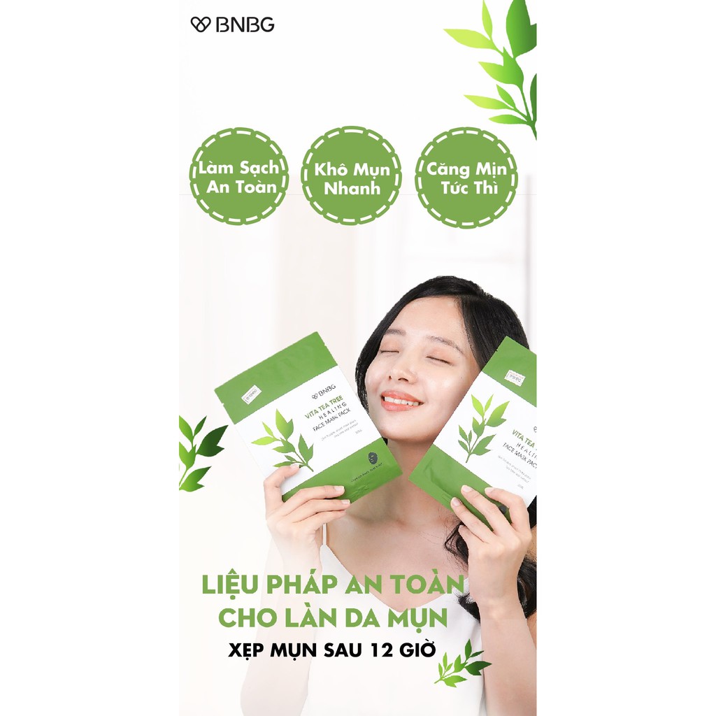 Combo 5 Mặt nạ thải bã nhờn, giảm mụn chiết xuất tràm trà BNBG Vita Tea Tree Healing Face Mask Pack 30ml x 5