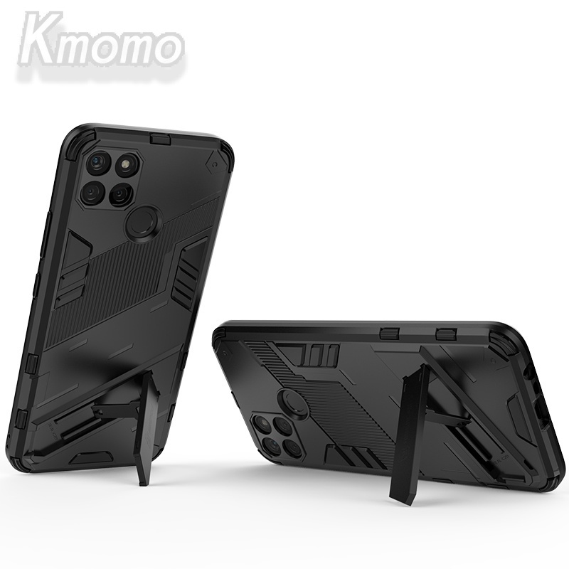 Ốp Điện Thoại Cứng Kiểu Giáp Chống Sốc Khung Mềm Có Chân Đỡ Thời Trang Cho Realme C21Y C25y C15 C12