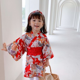 [V043] Kimono hoa đỏ sz 80-130