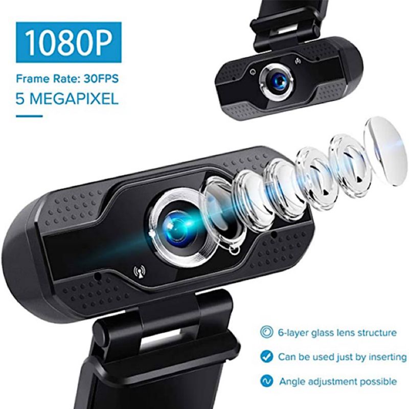 Webcam Mini USB 1080P Xoay Được Có Kẹp Gắn Máy Tính Laptop Tiện Dụng