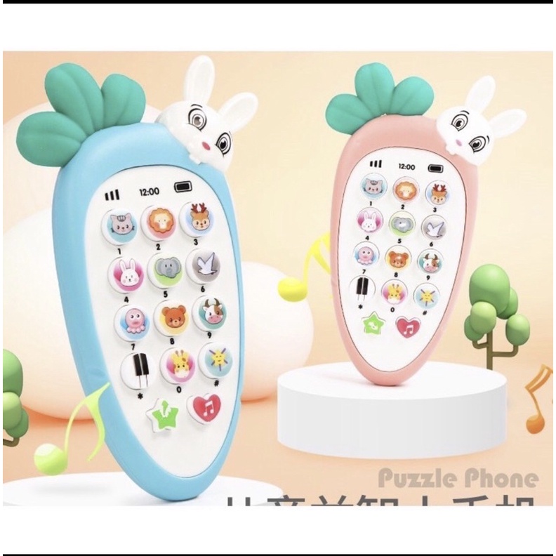 Đồ Chơi Hình Điện Thoại Cà Rốt Có Đèn Có Nhạc Dễ Thương Giúp Bé Phát Triển Trí Thông Minh Tặng Kèm Dây Đeo