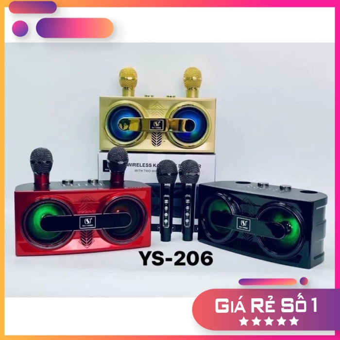 Loa Di Động Bluetooth Karaoke tặng kèm 2 Micro Hát Karaoke Ys206 Bass Trầm Cực Chuẩn Công Suất 35W Siêu hay