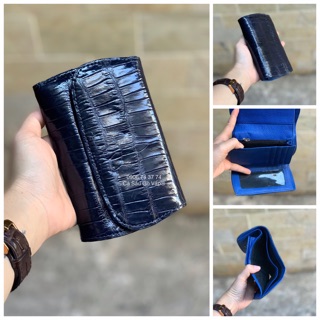 VÍ 3 GẤP MINI DA CACSAAUS THẬT SIZE14 - CÁ SẤU GÒ VẤP