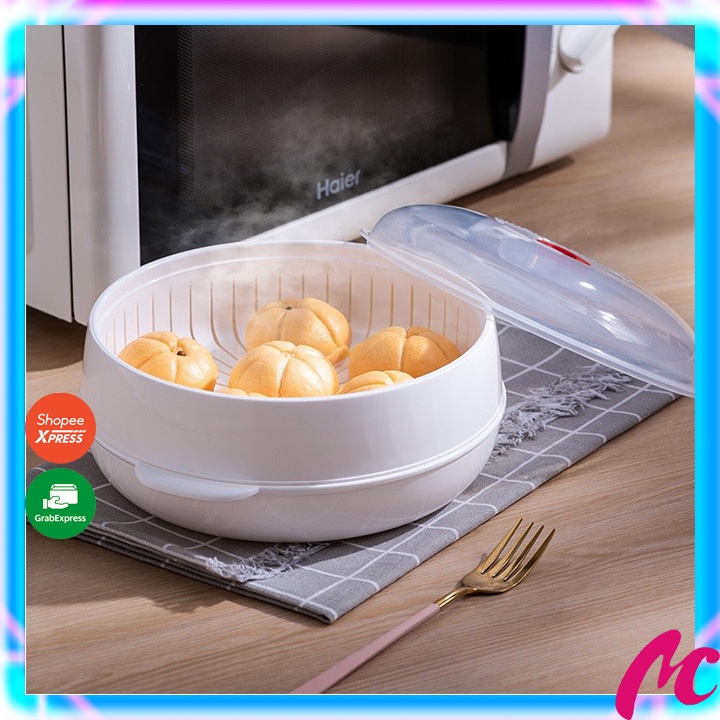 Bộ khay hấp lò vi sóng 2 tầng 3 chi tiết Việt Nhật 5625 chịu nhiệt tốt,khay hấp thức ăn,xửng hấp đồ ăn tiện lợi an toàn_