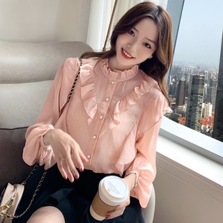 Áo Kiểu Chất Chiffon Tay Dài Thiết Kế Thanh Lịch Cho Nữ