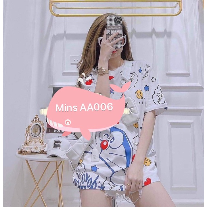Áo thun tay lỡ Unisex doremon aa006
