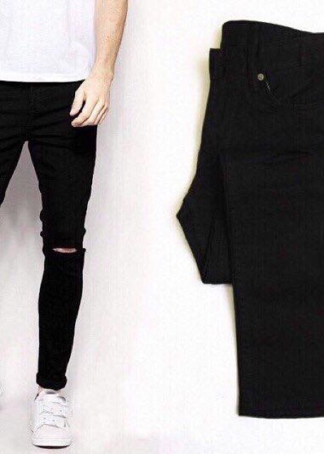 Quần jeans dài thời trang nam rách gối