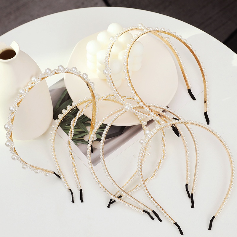 Băng đô đính hoa ngọc trai nhân tạo thời trang cho cô dâu