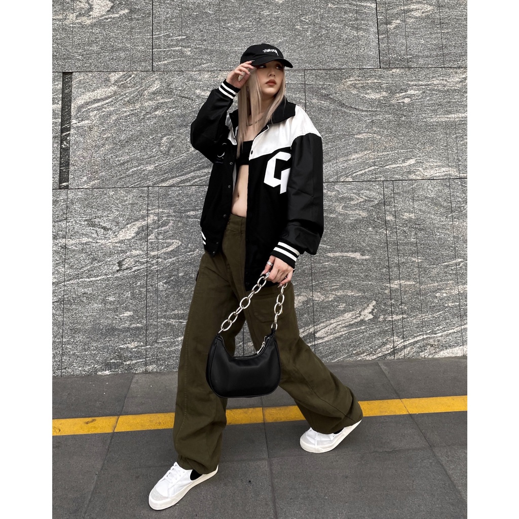 Áo Khoác Form Rộng OVERSIZE Da Lộng Phối Tay Da Leather Seeve Jacket J1