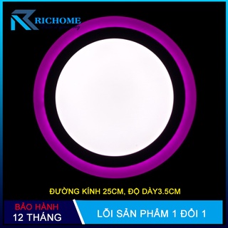 Đèn ốp trần, đèn led ốp trần nổi 24w tròn 2 màu 3 chế độ thay đổi ánh sáng theo mỗi lần bật tắt công tắc chính