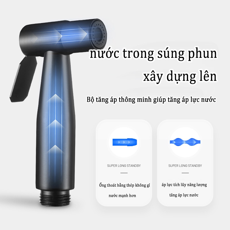 Tay cầm xịt vệ sinh GUANCHUANG Bidet 304 bằng thép không gỉ thiết kế cầm tay