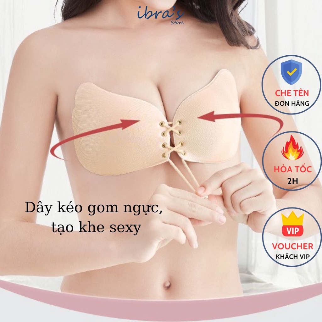 Miếng Dán Nâng Ngực Ibra's Store Dây Rút Tạo Khe Sexy, Miếng Dán Ngực Ti Tàng Hình Hỗ Trợ Dính Chống Tuột PK6