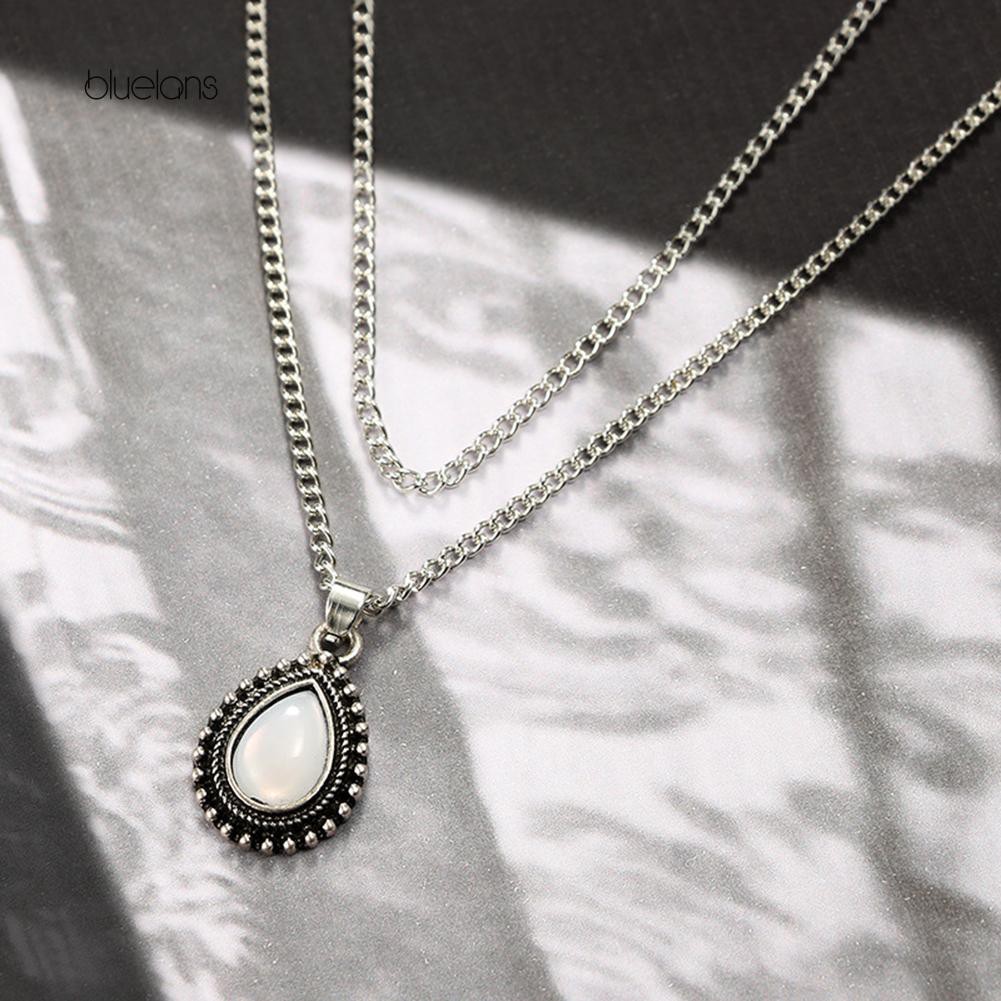 Vòng cổ Mặt Đá Opal Hình Giọt Nước Thời Trang Cho Nữ