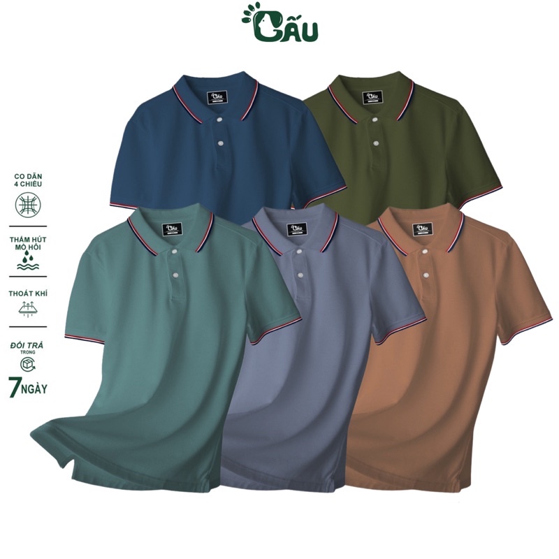 Áo thun Polo GẤU 194 Cá Sấu Viền Cổ Unisex vải cá sấu Poly co dãn 4 chiều dày dặn form gerular fit - GĐ 3 SỌC