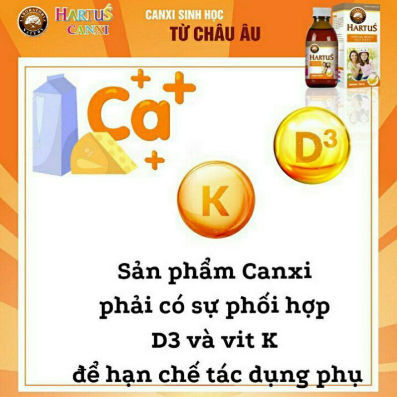 Canxi Hartus nhập khẩu Châu Âu - Bổ sung Canxi Vitamin K+D3 Hấp thu tối đa Canxi