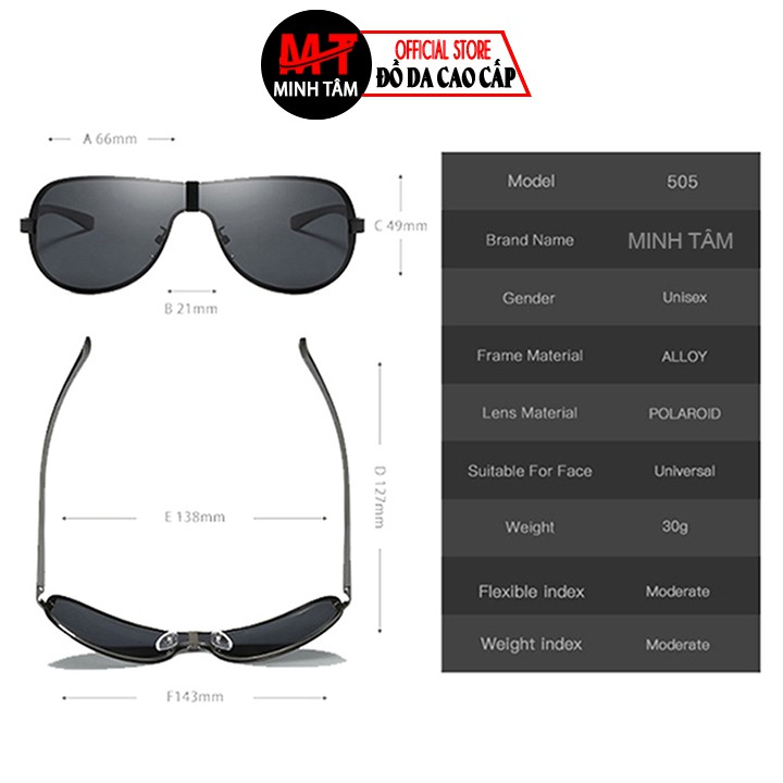 [Mã FASHIONMALLT4 giảm 15% tối đa 30K đơn 150k] Mắt kính Minh Tâm thời trang phân cực unisex MT505 , đen | BigBuy360 - bigbuy360.vn