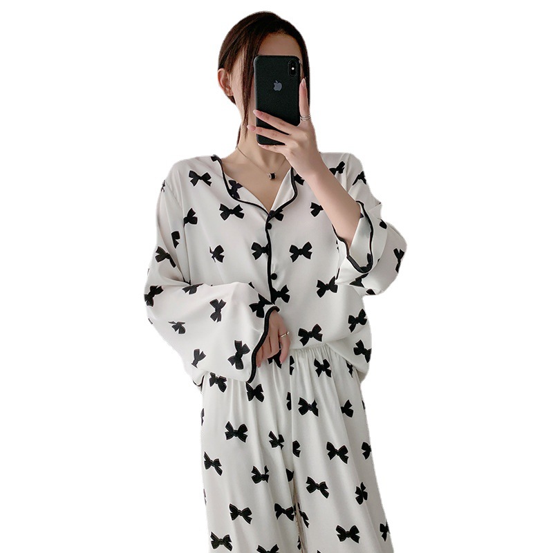 Bộ Đồ Ngủ Lụa Dài Tay Phong Cách Hàn Quốc 2021 Cho Nữ