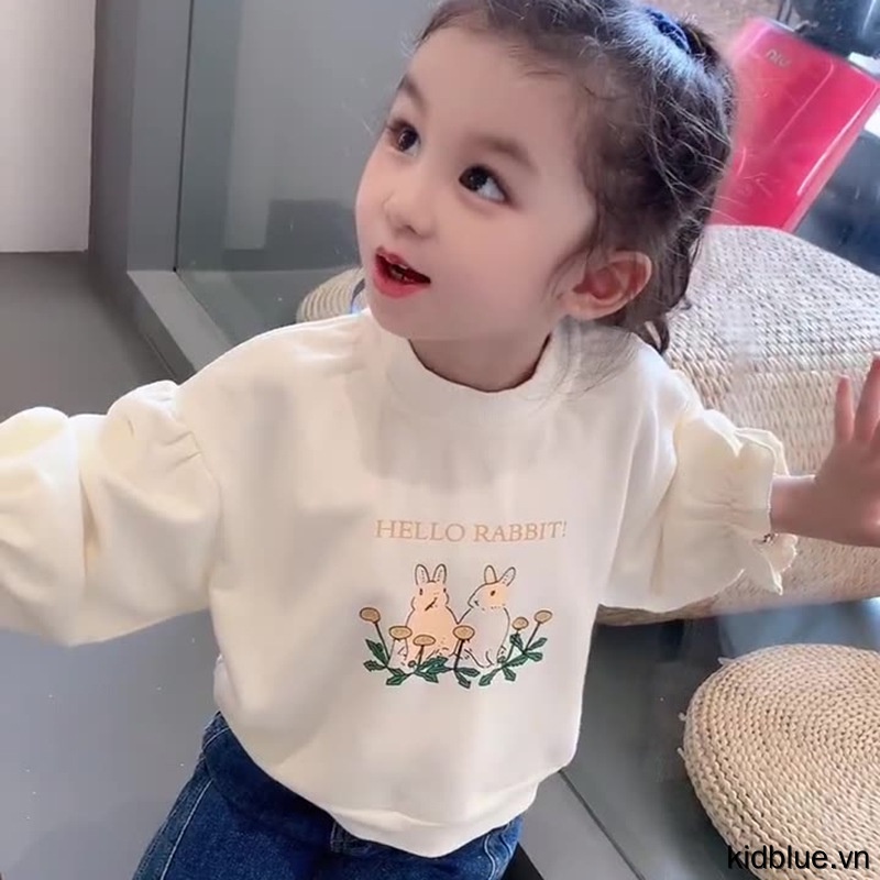 Áo sweater mỏng tay dài in hoạt hình cho bé gái Hàn Quốc