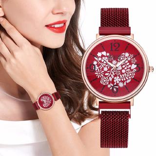 Ready Stock Women Magnet Buckle Stainless Steel Mesh Best Love Heart Watch Hot Sale
