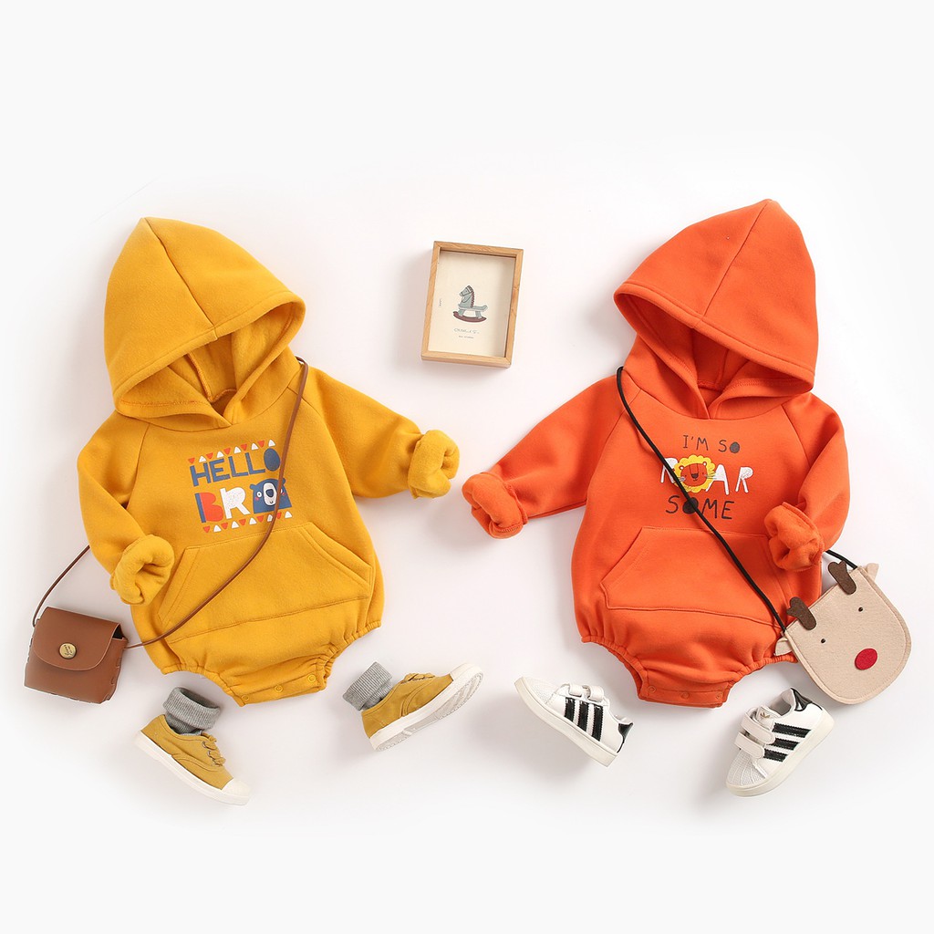 Áo Liền Quần Sanlutoz Có Mũ Màu Vàng Thời Trang Mùa Đông Cho Trẻ Em
