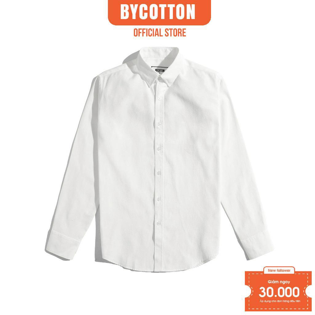 Áo Sơ Mi Nam Dài Tay Trơn BY COTTON Oxford Trắng Không Túi
