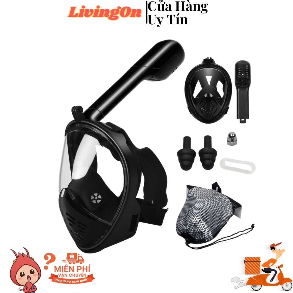 Mặt Nạ Bơi Lặn Biển Full Face Liền Ống Thở Cao Cấp Chống Nước Tuyệt Đối Góc Nhìn Cực Rộng 180 Độ