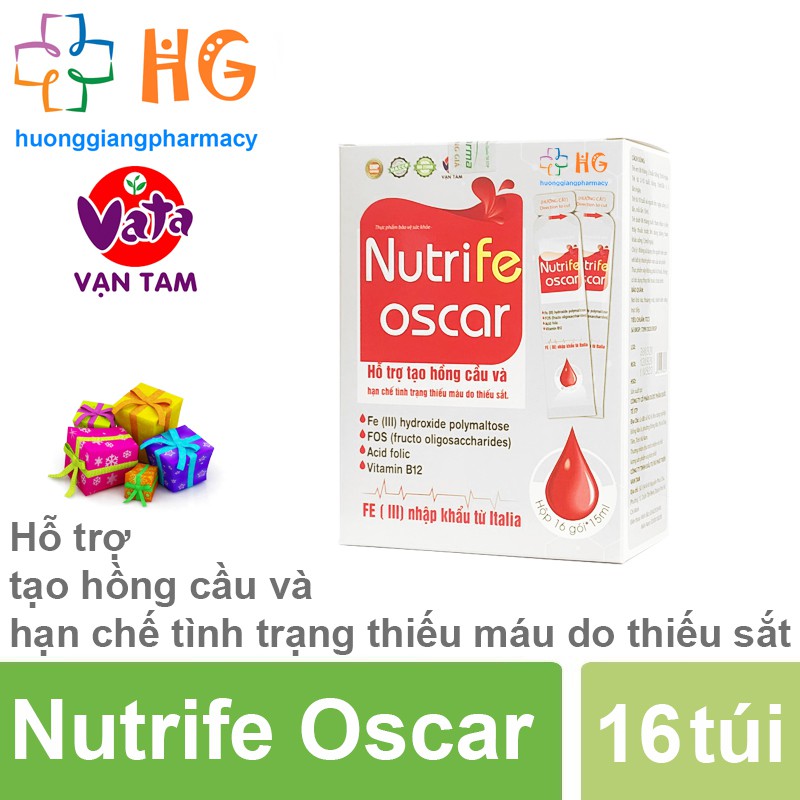 Sắt nước Nutrife Oscar - Hỗ trợ tạo hồng cầu và hạn chế tình trạng thiếu máu do thiếu sắt (Hộp 16 gói)