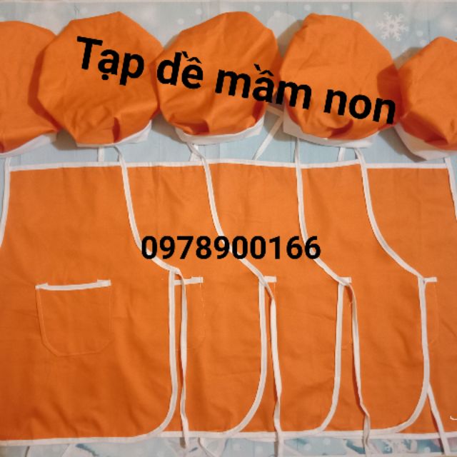 Combo bộ tạp dề cho bé màu cam