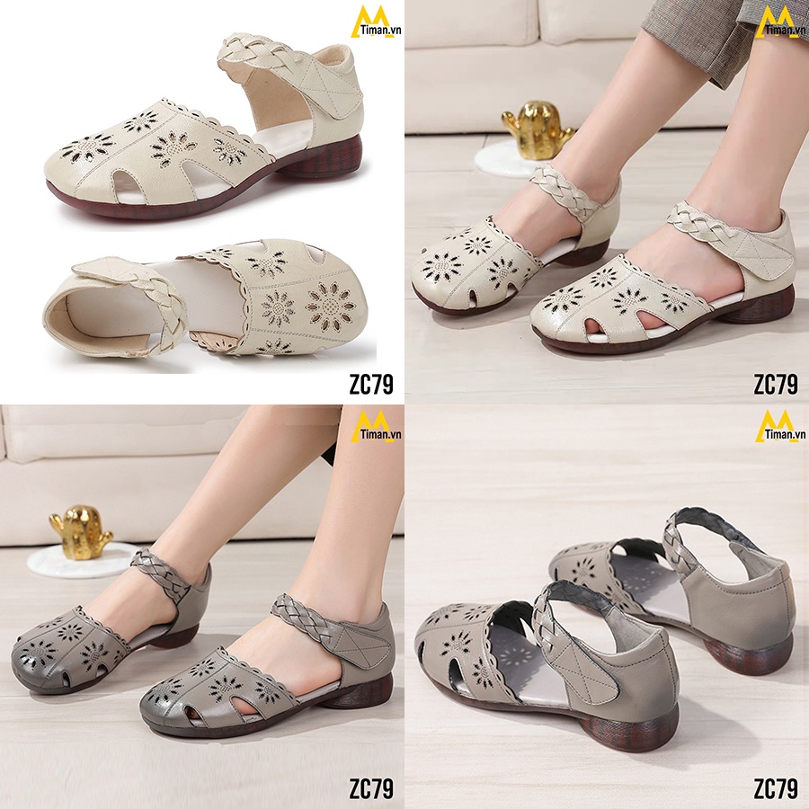 Giày sandal nữ đế bằng TIMAN ZC79 êm chân nhẹ nhàng phong cách bảo hành 1 năm