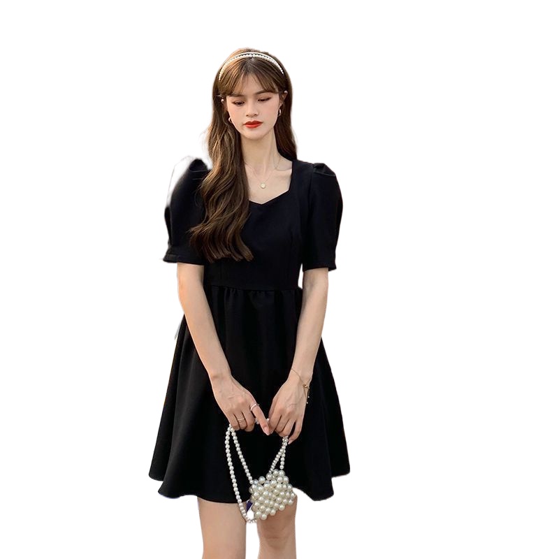 Đầm PERTY tay ngắn phồng thắt nơ sau lưng phong cách Hàn Quốc xinh xắn thời trang dành cho nữ