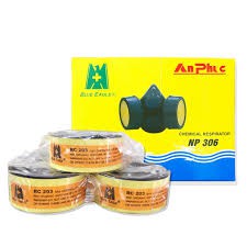 Mặt nạ phòng độc chống 2 phin + kính chống hóa chất ( Hàng Việt Nam)